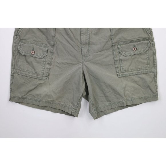 Vintage 90s Streetwear Mens Size 42 Faded Above Knee Cargo Shorts Green Cotton - Picture 4 of 9